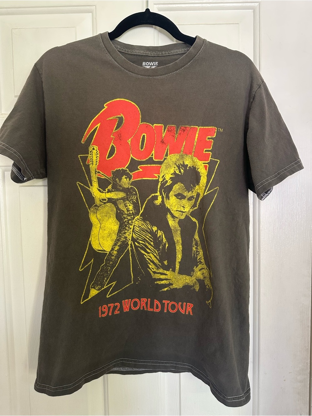 1972 World Tour Graphic Tee - Charcoal with Red & Yellow Print. Size S